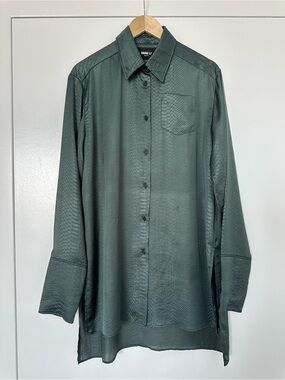 Yang Li Women’s Dark Green Textured Long-Sleeve Blouse